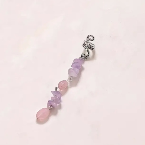 👚2/$15 Rose Quartz & Amethyst Hair Cuffs 4 Braids & Dreads! Unique Hair Jewelry! - Picture 8 of 8